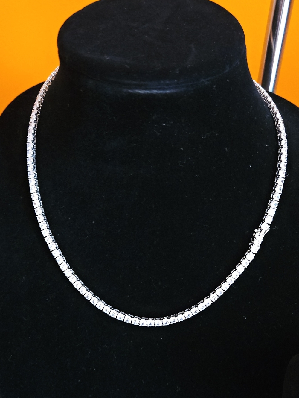 Sparkling Clear Stone Silver-Tone Tennis Necklace - Women Jewelry